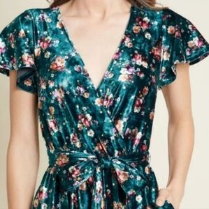 Modcloth Velvet Floral Wrap Dress